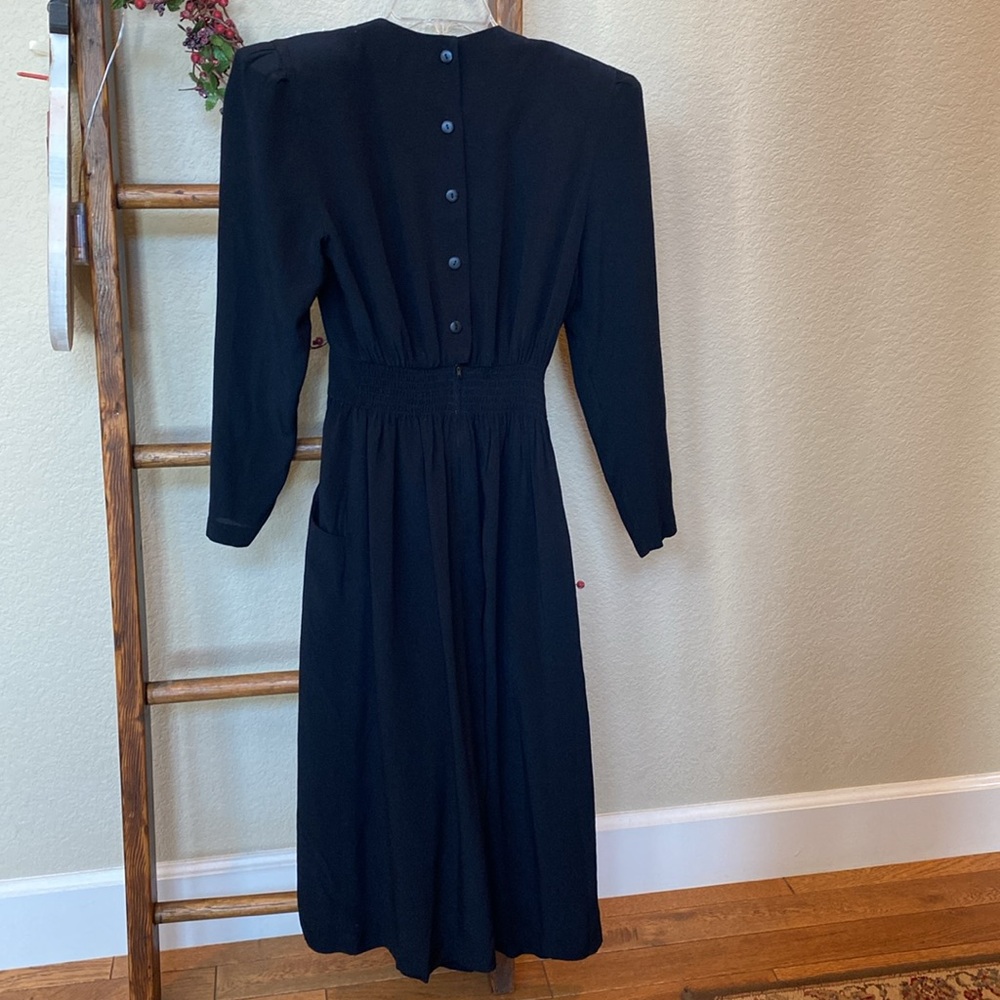 Vintage Karin Stevens Embroidered, Beaded & Laced Black Maxi Dress, 6 Petite - Picture 7 of 9